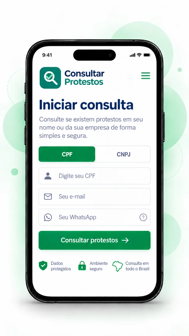 Tela de início da consulta com CPF ou CNPJ